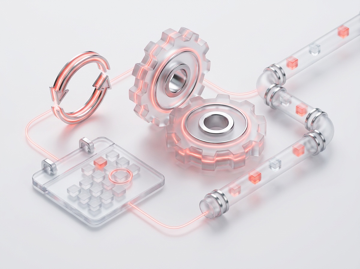 Content production gears and workflow illustration